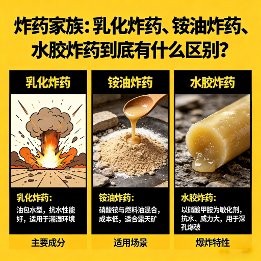 泗县炸药家族：乳化炸药、铵油炸药、水胶炸药到底有什么区别？